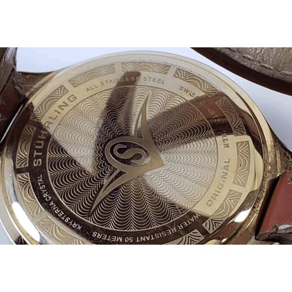 Stuhrling Soiree Deauville 23K Gold Fused SS Sport Watch, Leather Wrap Band - Picture 4 of 12